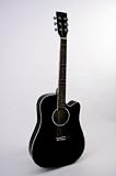 Austin Bazaar 41 Black Cutaway Acoustic Electric Guitar with Gig Bag and Accessories