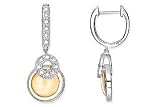 Citrine and 1/6 Carat Diamond 14K White Gold Earrings