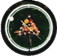 Pool Balls Rack Stick Neon Wall Clock 20" Made In USA New