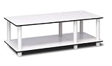Furinno 11174 Just Mid TV Stand, White Finish with Espresso Edging White Tube