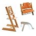 Stokke Tripp Trapp High Chair, Cushion, and Baby Rail - Cherry with Orange Corduroy Cushion