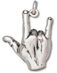 Genuine Raposa Elegance (TM) I love You Sign Language Charm Pendant (19 x 15 mm). 100% Satisfaction Guaranteed.
