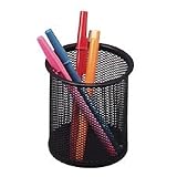 SPR90200 Pencil Cup, Steel Mesh, 4-5/16Dx5-1/4H, Black