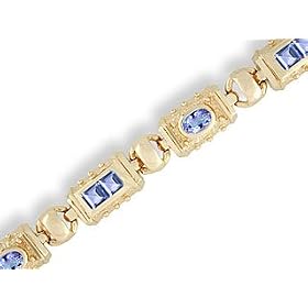 14K Yellow Gold Genuine Square Tanzanite Bracelet by Jewels For Me