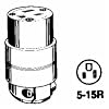 Leviton 000-515CR-000 15 Amp Rubber Grounding Plug, Black