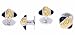 Gold plated, silver plated and black enamel set of 4 shirt studs with presentation box