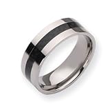 Titanium Carbon Fiber Flat 8mm Polished Band Ring - Size 9.5