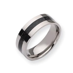 Titanium Carbon Fiber Flat 8mm Polished Band Ring Size 12.5