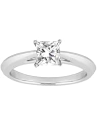 0.80 Ct Princess H/I SI1/SI2 Diamond 14K White Gold Solitaire Ring