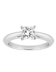 0.80 Ct Princess H/I SI1/SI2 Diamond 18K White Gold Solitaire Ring