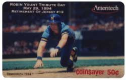 Collectible Phone Card: .50 Issue Robin Yount Retirement of Jersey (Milwaukee Brewers) USED