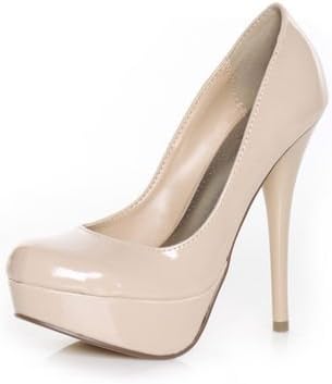 Delicious Women's Jones Platform Stiletto High-heel Dress Pumps in Dark Beige Patent