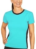 Crew neck fitness tee with sport side stripe by Fit Couture