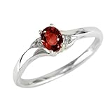 Garnet Ring with Diamonds in 10K White Gold