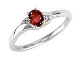 Garnet Gemstone Ring with Diamonds in White Gold