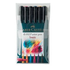 Faber-Castell PITT Artist Pen Brush Basic Colors Wallet (167103) 6 Basic Color brush pens 107, 109, 110, 127, 160, 167"