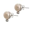 Sterling Silver Pink Pearl & White Topaz Accent Stud Earrings