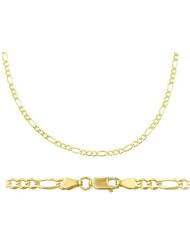 14k Solid Yellow Gold New Figaro Link Bracelet 2.5mm 7
