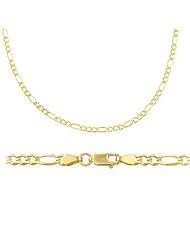 14k Solid Yellow Gold Figaro Chain Necklace 2.5mm 20