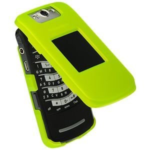 Rubberized Neon Green Snap-On Cover Hard Case Cell Phone Protector for Blackberry Pearl Flip 8220