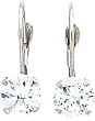 White-gold CZ Dangle Lever Back Earrings Jewelry