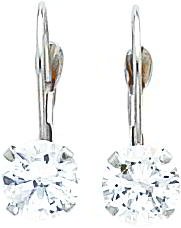 White-gold CZ Dangle Lever Back Earrings Jewelry