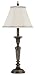 Murray Feiss One-Light Chandelier Library Table Lamp, Rubbed Wood with Natural Linen/Ivory Soft Lined Shade # 9476RW
