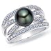0.30 Carat F-G/VS2 Round Diamond with Black Tahitian Ring in 18ct Solid White Gold