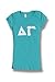 Delta Gamma Fitted Teal Long Length Tee - 4 White Letters