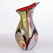 Hand Blown Abstract Teardrop Art Glass Vase with Angled Lip 13.5" tall