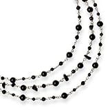 Sterling Silver Onyx/Smokey Quartz/Black Beaded Necklace - 16 Inch