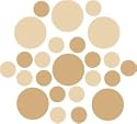 Set of 30 - Light Brown / Beige Circles Polka Dots Vinyl Wall Graphic Decals Stickers