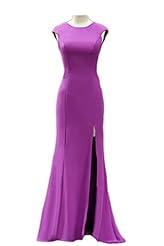 Mermaid Sleeveless Floor Length Satin Lace Slit Evening Dress/Homecoming Dress/Prom Dress/Party Dress/Wedding Dress 