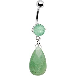 Semi Precious Jade Stone Teardrop Belly Ring