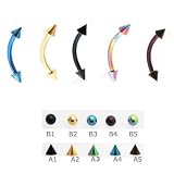 Unique Looking Lot de 5 Piercings Arcade Mix Acier Chirurgical Couleur Anodisee 1.2x10mm Unique Looking Lot de 5 Piercings Arcade Mix Acier Chirurgical Couleur Anodisee 1.2x10mm