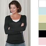 Bella Sheer Rib Long Sleeve Longer Length V-Neck T-Shirt