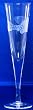 Individually Hand Etched Trout Champagne Clear Glass 9.5"H Set / 4