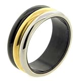 8MM Polished Stainless Steel Wedding Band Ring For Women with Black Gold and Silver Plated Colors