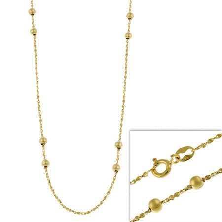 14k Gold Filled Italian Diamond Cut Twisted Serpentine Beaded Chain Necklace 16