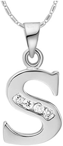MOSHIRLEY Silver Plated Letter S Silver Pendant Necklace With Chain Crystal Valentine's Day Gift Ulove