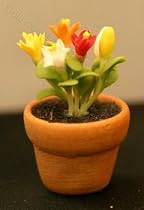 Miniature Artisan Clay Pot with Flowers