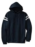 Sport-Tek - Pullover Hooded Sweatshirt with Mesh Arm Stripe Navy/White-XL