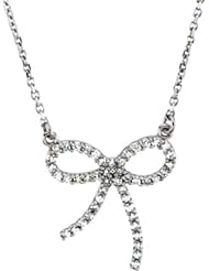 1/4 ct tw Diamond Bow Necklace in 14k White Gold