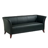 Office Star Black Leather Club Sofa SL1573 by Office Star