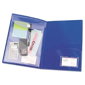 Two-Pocket Folder, Sealed Envelope with Clasp, Navy, 3/Pack