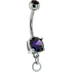Amethyst Cubic Zirconia Add on Charm Belly Ring
