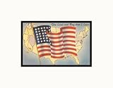 American Flag on US Map Pre-Matted Print, 14