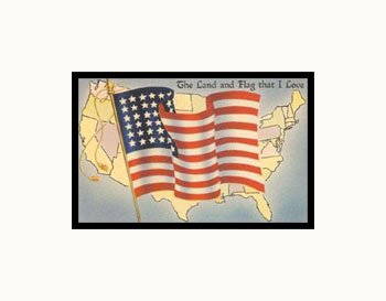 American Flag on US Map Pre-Matted Print, 14