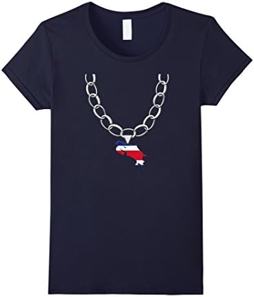 Women's Costa Rica Chain tshirt Camiseta tica Necklace Shirt Cadena  Medium Navy