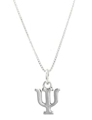 Sterling Silver Psi Greek Sorority Letter Charm with Box Chain Necklace